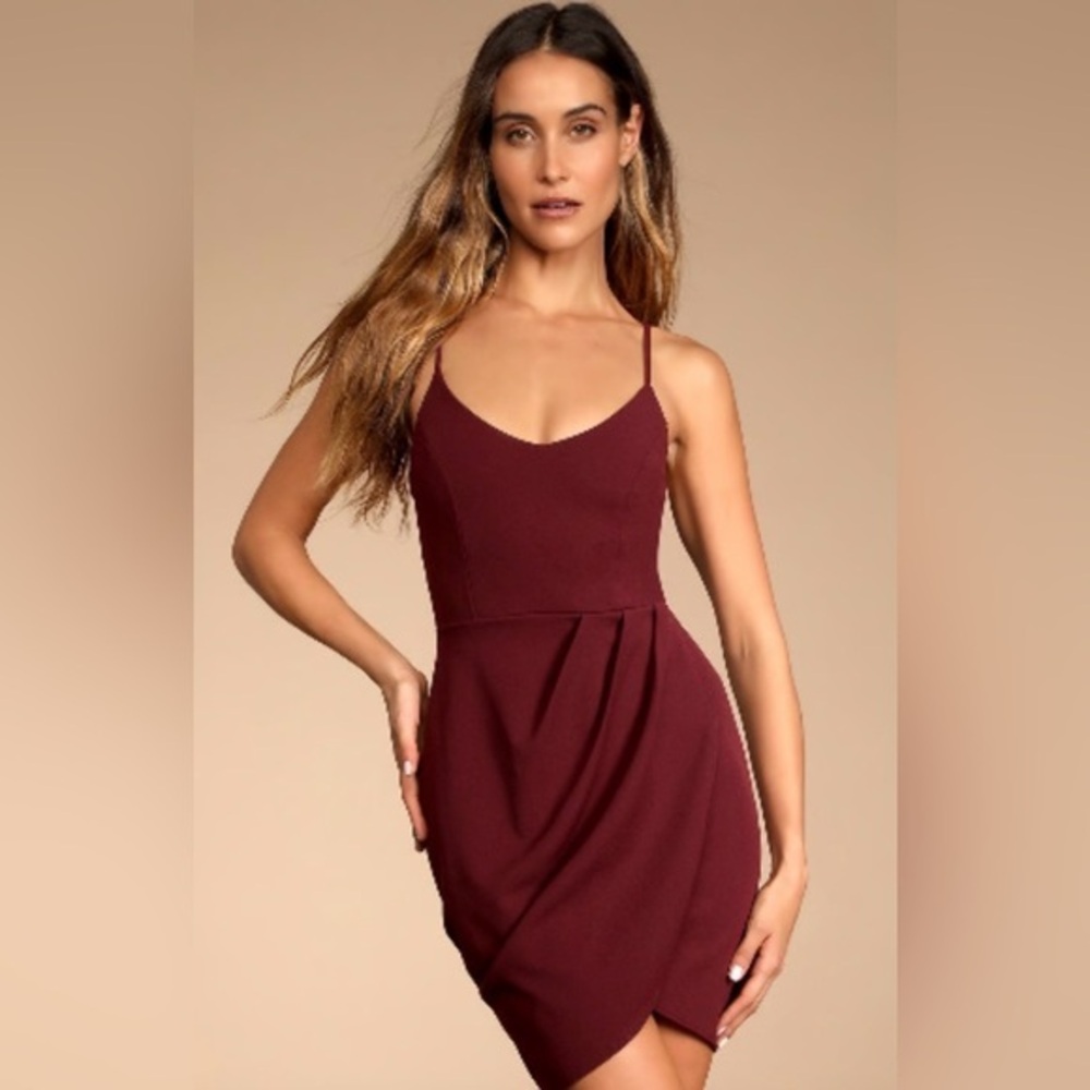 NWT Lulus Women’s Small Forever Your Girl Bodycon Strappy Cocktail Dress S Plum